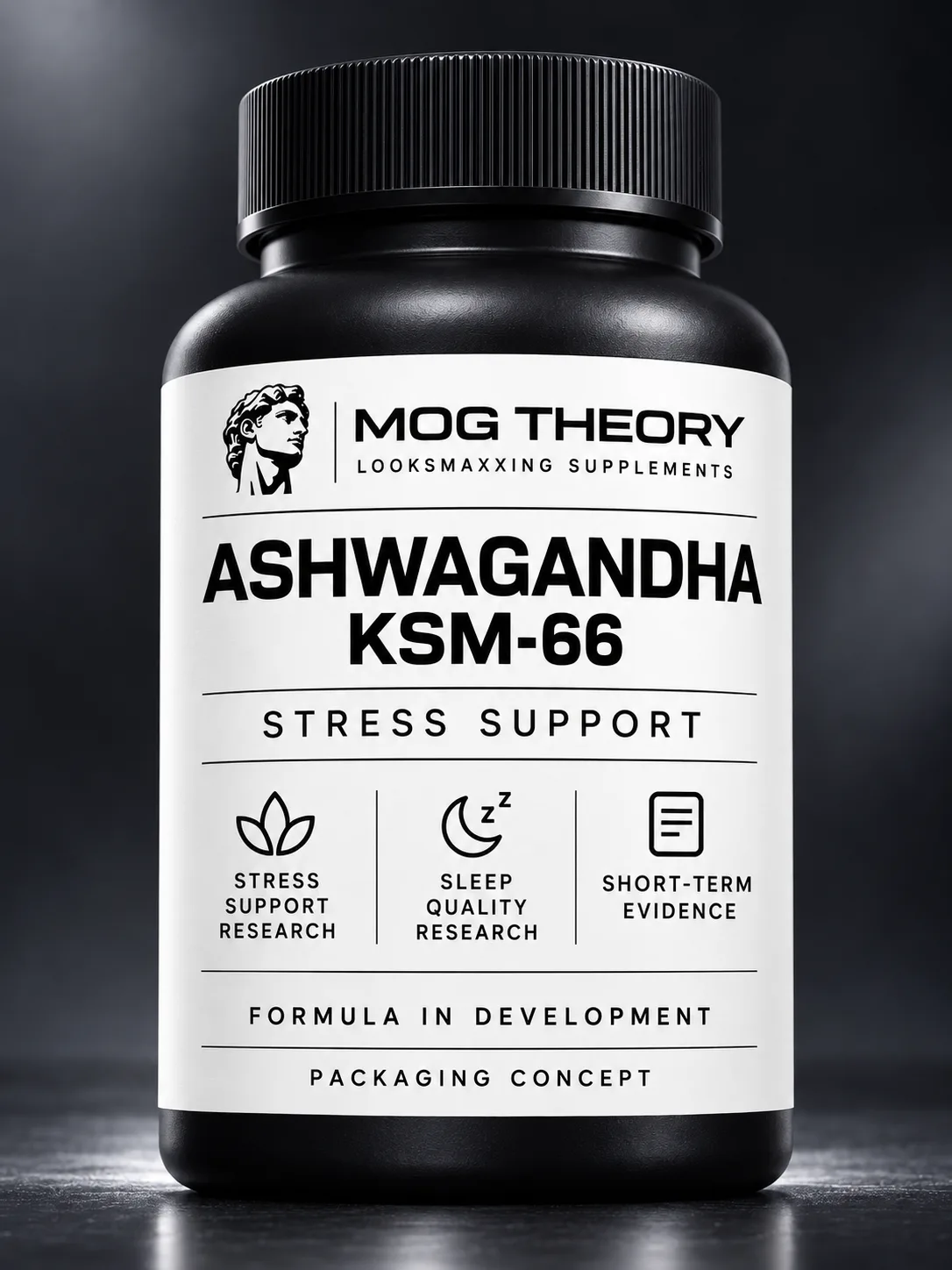 Ashwagandha KSM-66 packaging concept — stress support