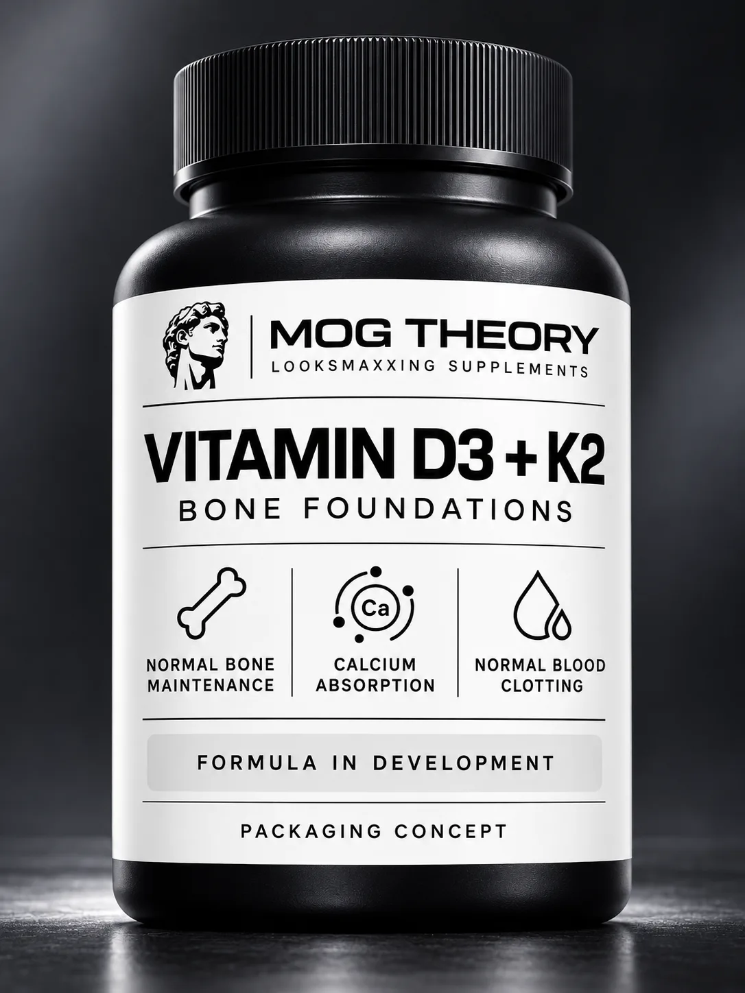 Vitamin D3 + K2 packaging concept — bone foundations